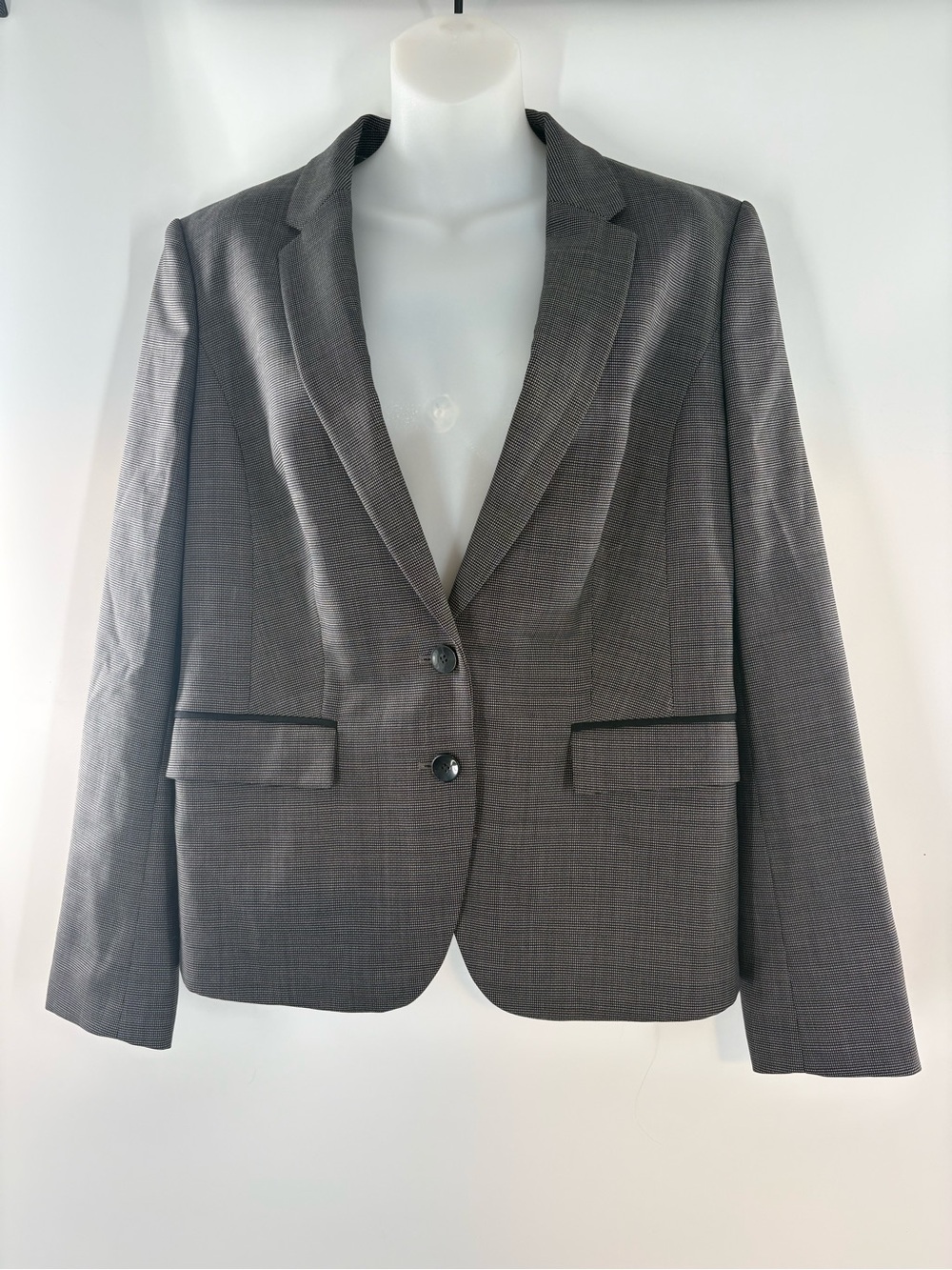 BOSS Hugo Boss Jelisana Minidot Wool Blazer Suit Jacket Black White 2 Button 10